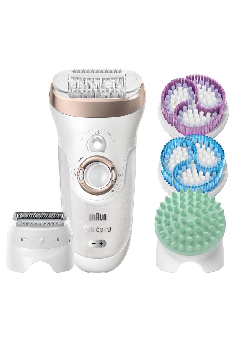 Epilator SE9-961V Wet&Dry SkinSpa Legs&Body - 40 de pensete - acumulator - 12 accesorii - Alb/Auriu