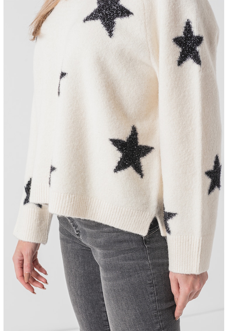 Pulover din amestec de lana cu model cu stele starlet