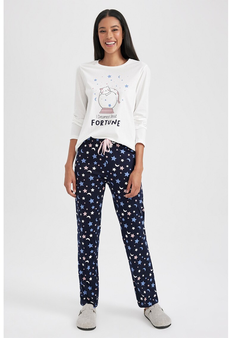 Pijama cu pantaloni lungi si model grafic