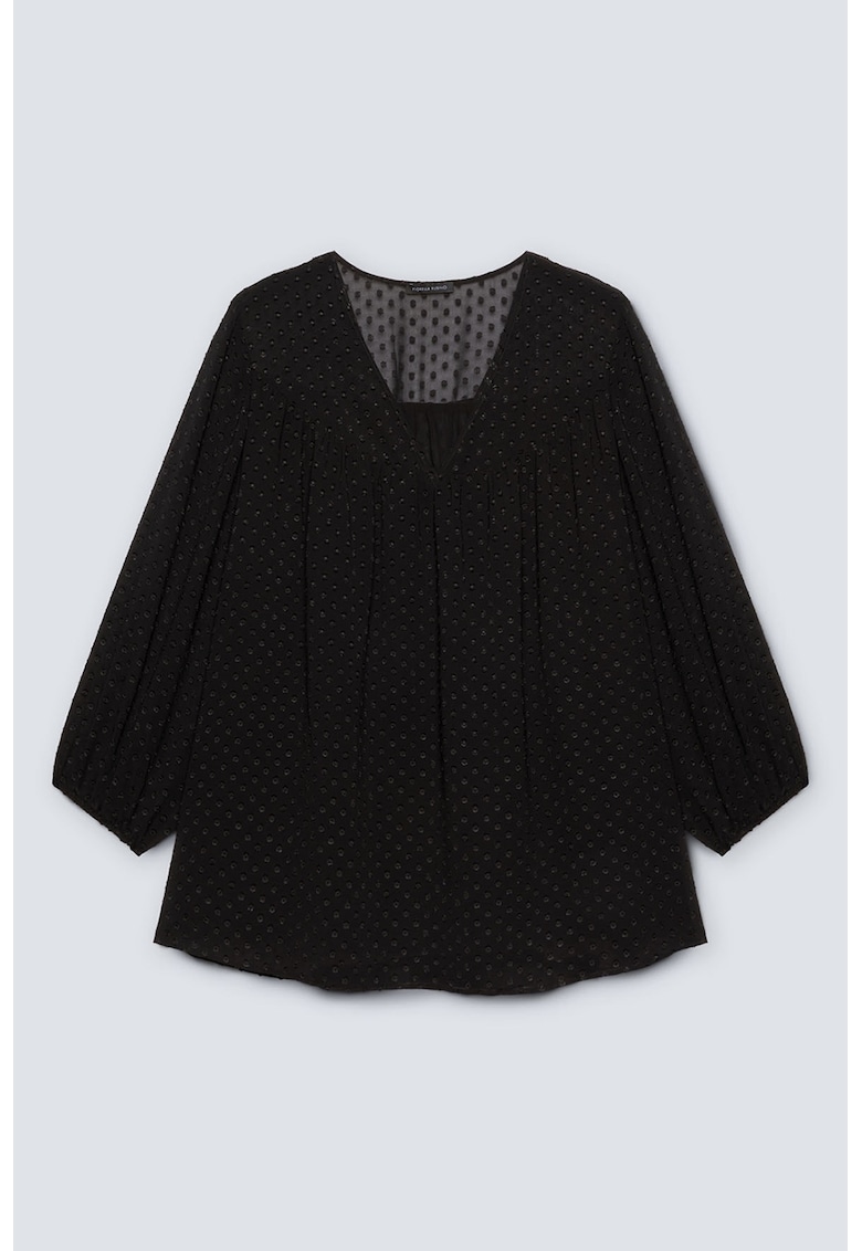 Bluza cu decolteu in V si maneci semitransparente