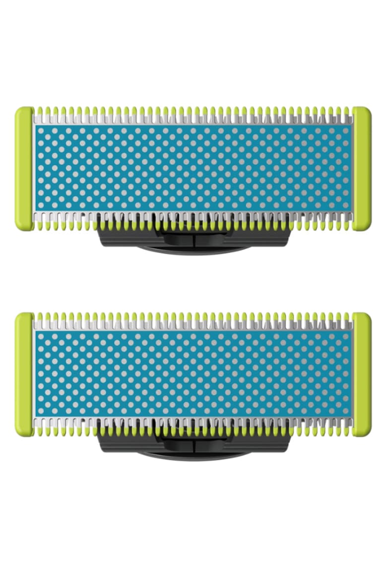 Rezerva OneBlade QP225/50 - pentru piele-ultra sensibila - otel inoxidabil - umed si uscat - kit 2 lame - pentru orice model PHILIPS OneBlade si OneBladePro - Verde