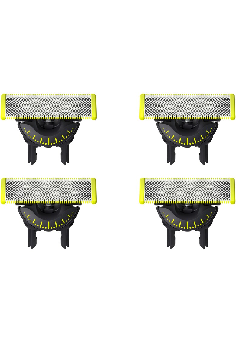 Rezerva oneblade 360 - qp440/50 - otel inoxidabil - umed si uscat - kit 4 lame -compatibil cu oneblade si onebladepro - verde