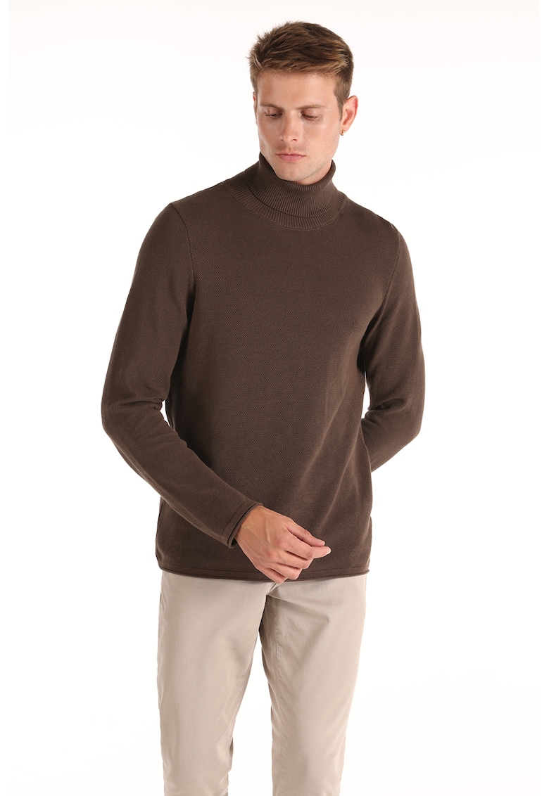 Pulover de bumbac cu guler inalt