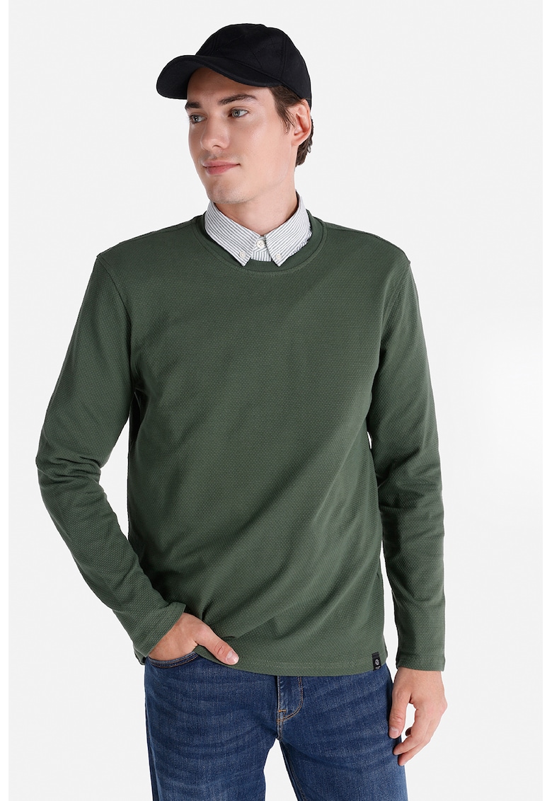 Bluza regular fit cu decolteu la baza gatului