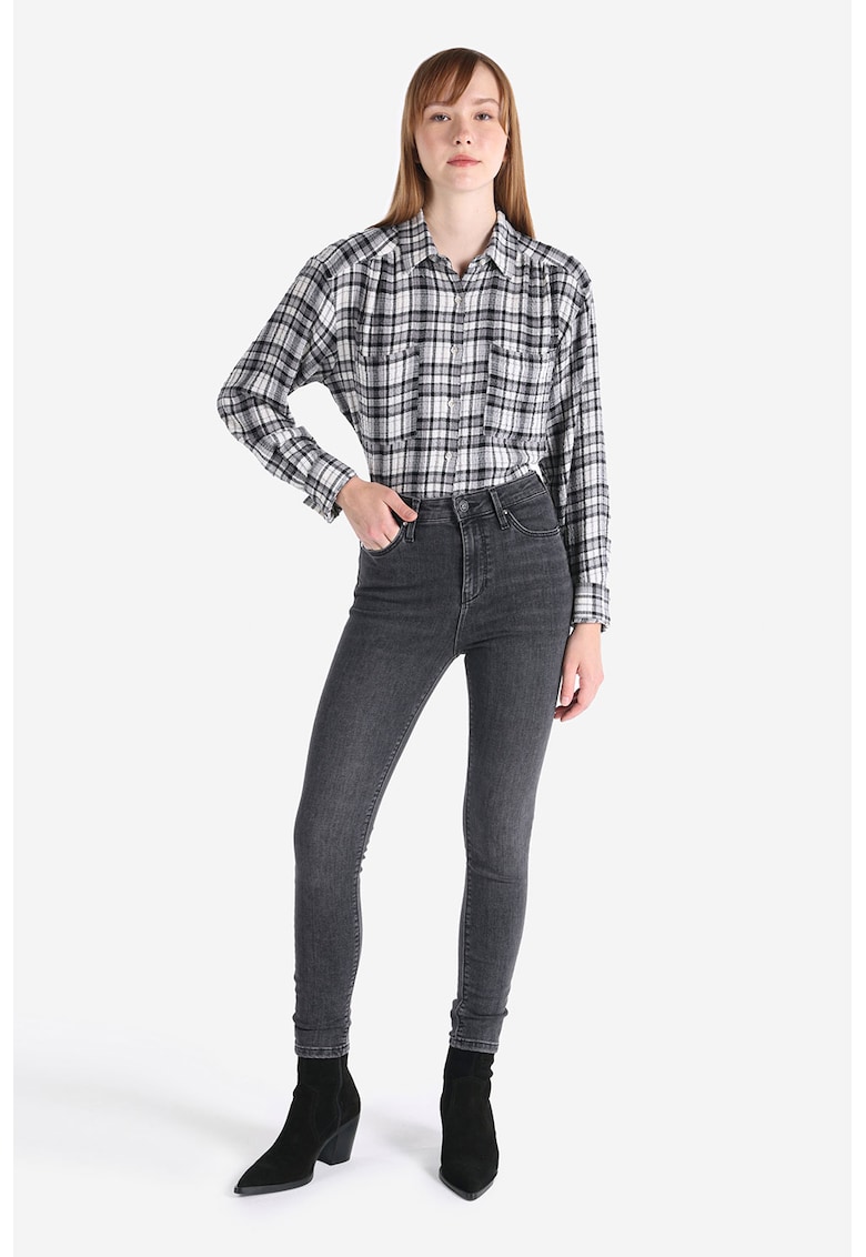 Blugi skinny cu aspect decolorat