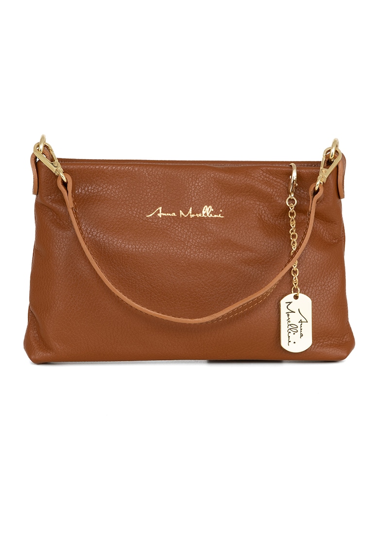 Geanta de piele cu talisman logo - Maro scortisoara