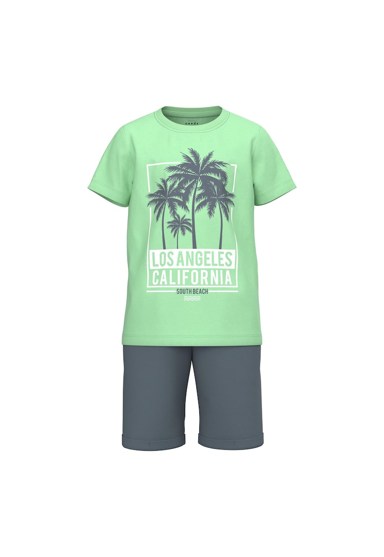 Set tricou si pantaloni scurti - 301999713 - Bumbac - Verde