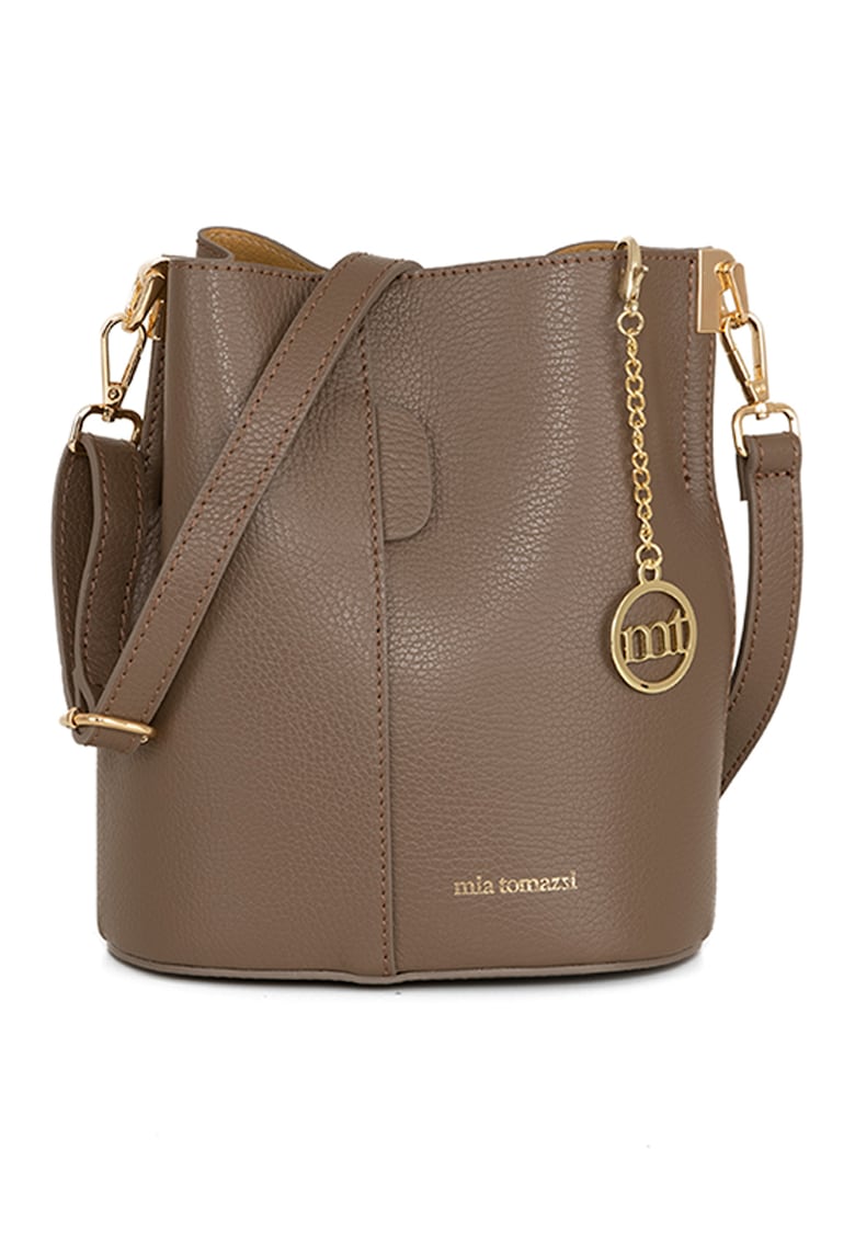 Geanta bucket de piele - Maro taupe