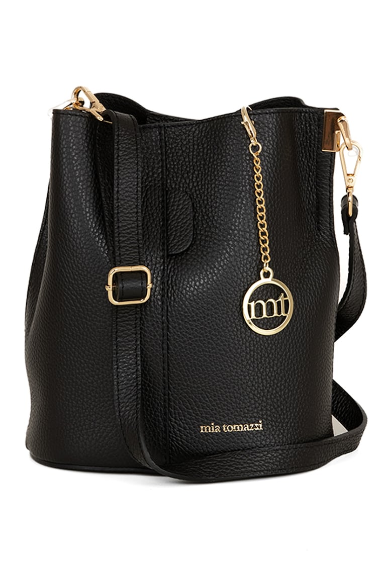 Geanta bucket de piele - Negru