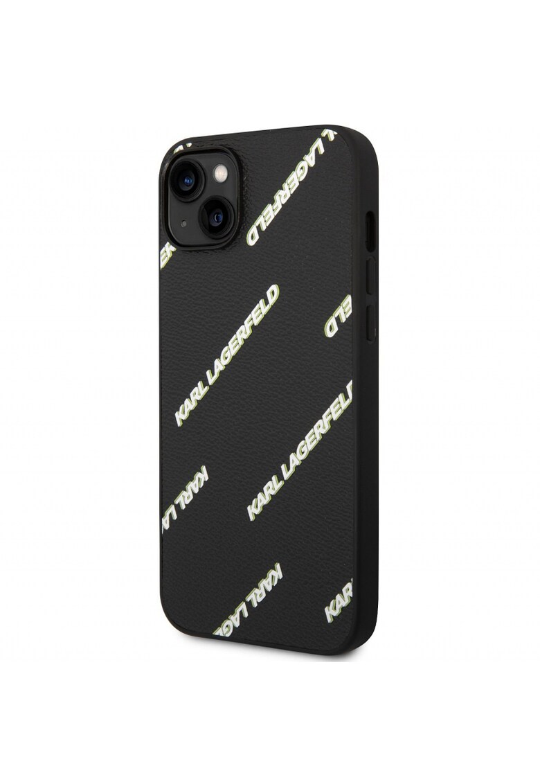Husa de protectie Grained Leather Logomania pentru iPhone 14 Plus - Negru