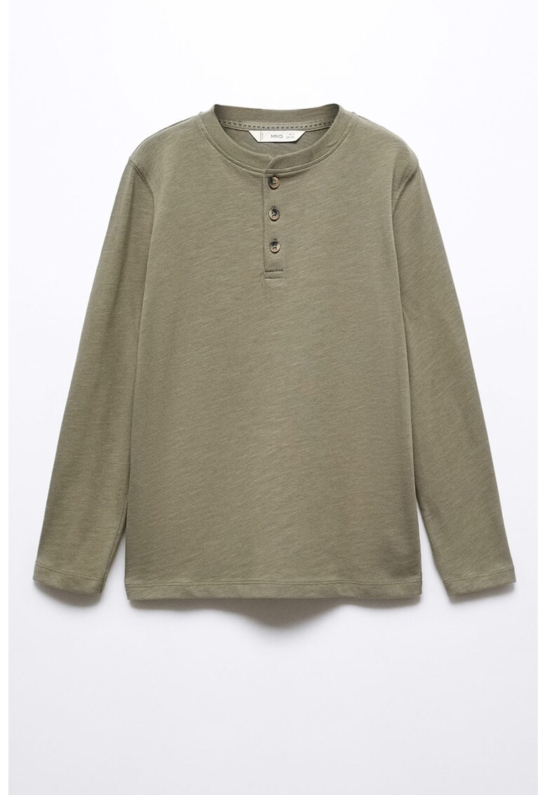 Bluza de bumbac cu decolteu Henley