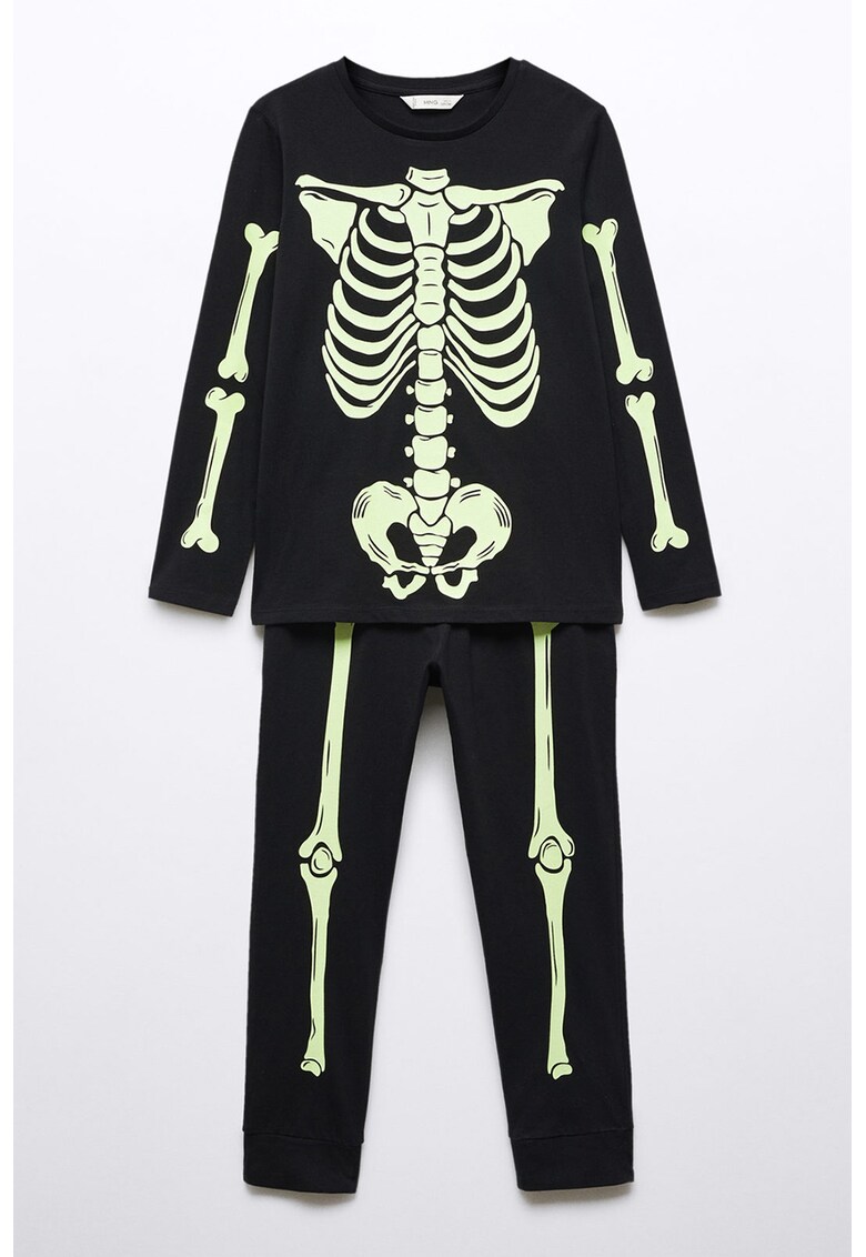 Pijama lunga cu imprimeu grafic Bones