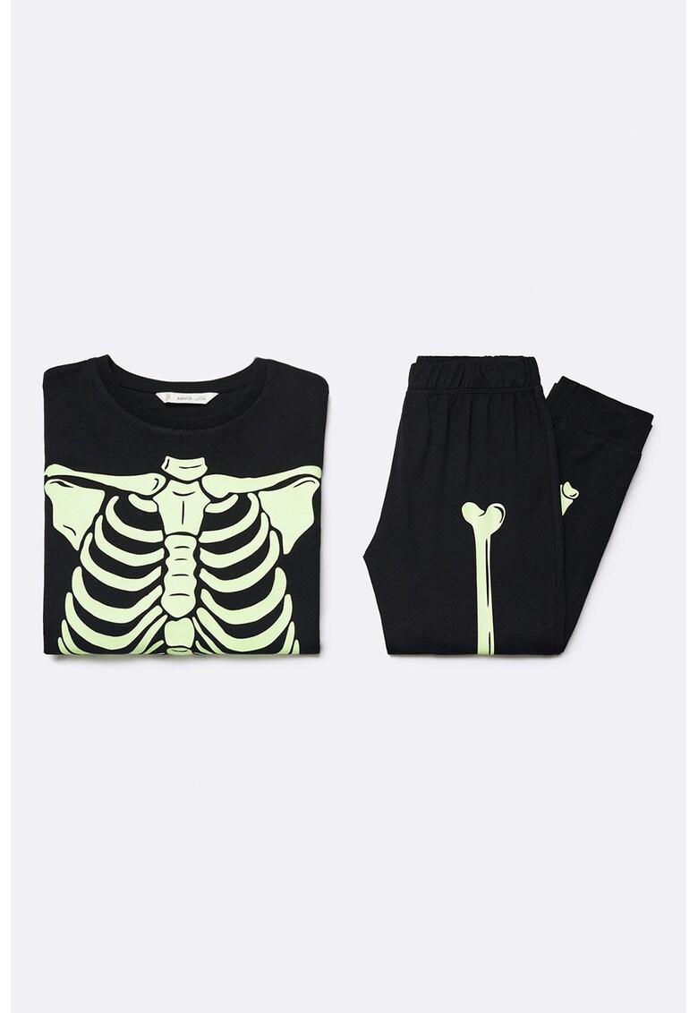 Pijama lunga cu imprimeu grafic bones