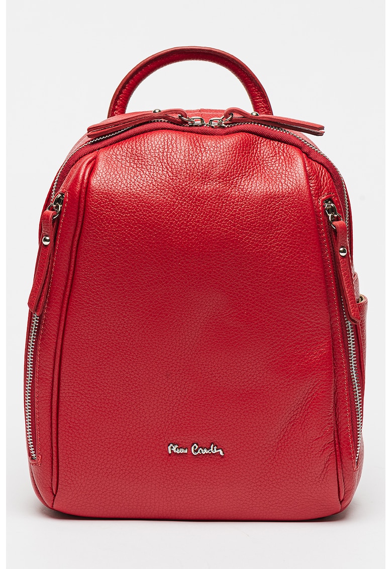 Rucsac din piele cu buzunare exterioare