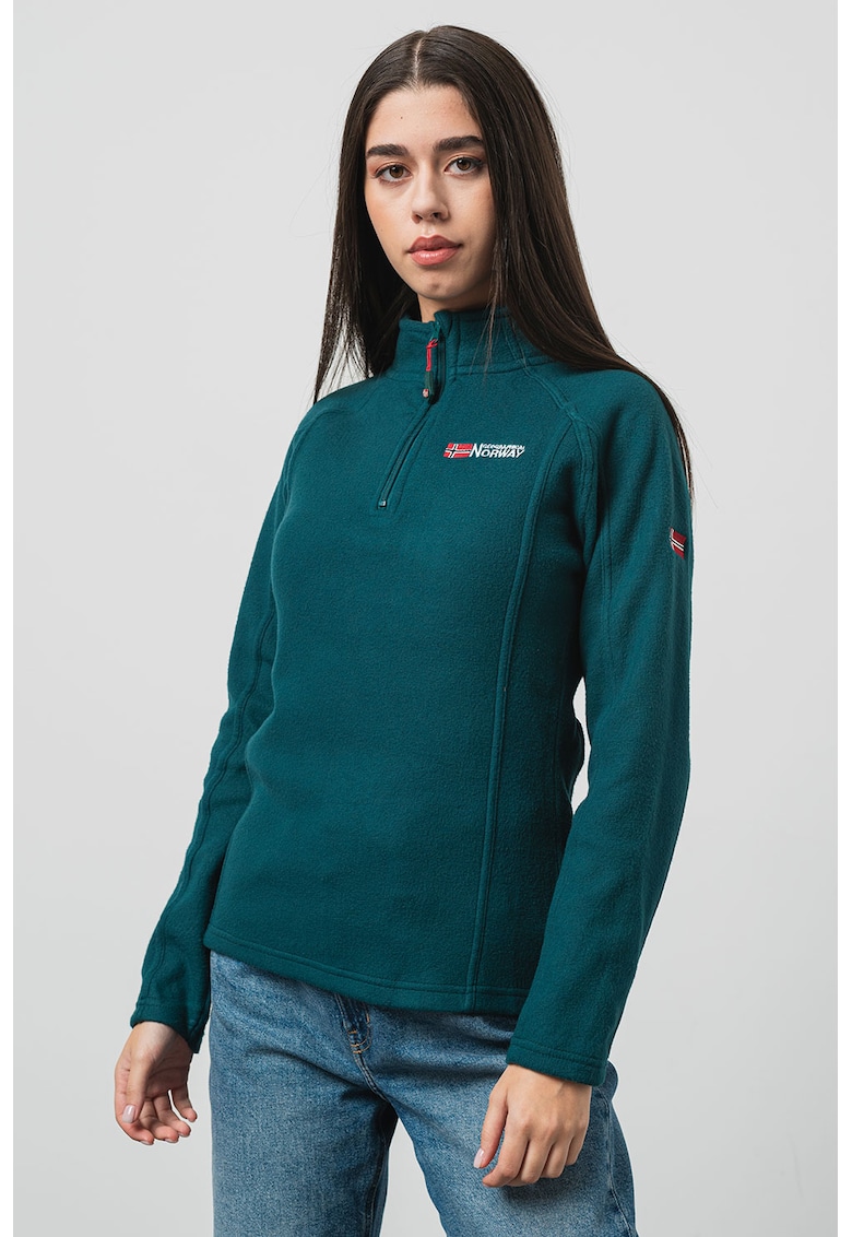 Bluza de trening din fleece cu fermoar scurt si maneci raglan