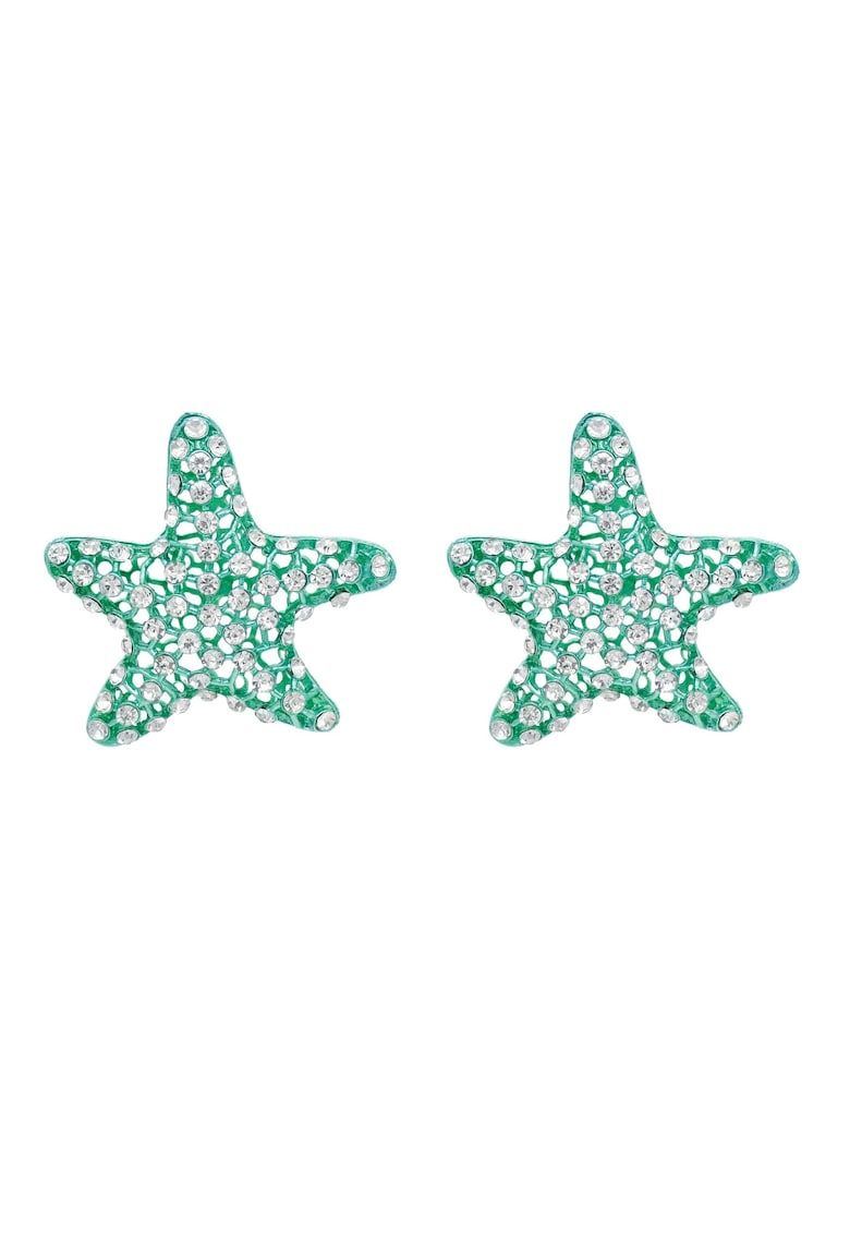 Cercei verzi - forma de steluta de mare - cu pietre - Kaitlyn C34 -