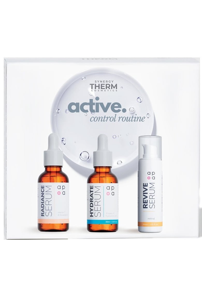 Set Active Control Routine - Serum Radiance Vitamina C Lipozomala - 30 ml - Ser Hidratant Acid Hialuronic - 30 ml - Serum Revive Retinal 0.05% - 30 ml