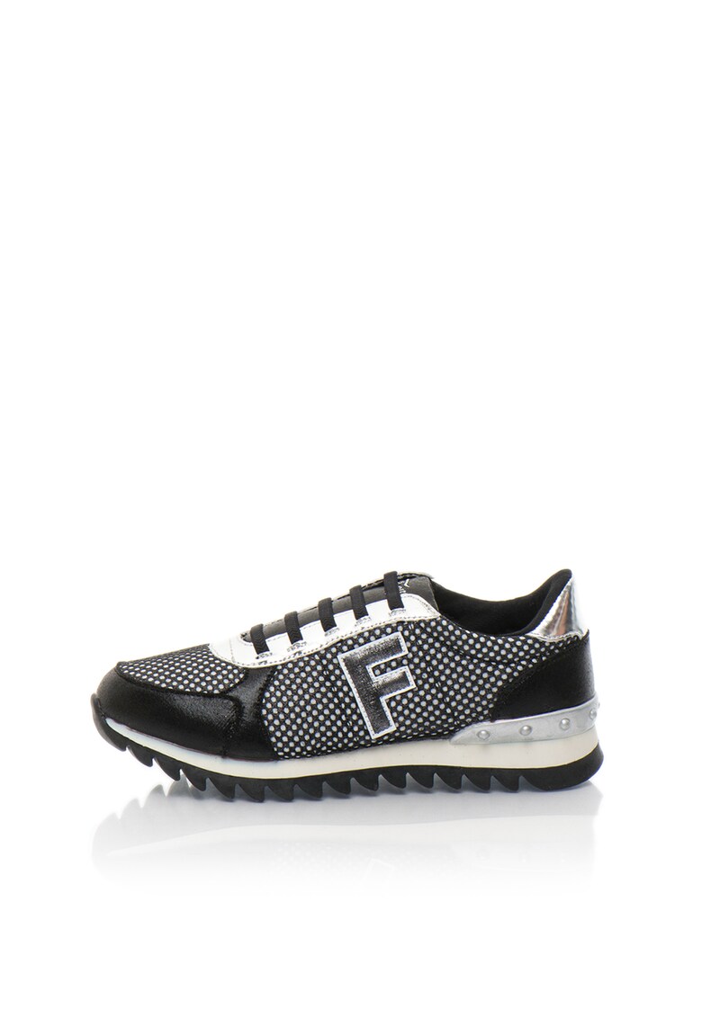 Pantofi sport negru cu argintiu de plasa