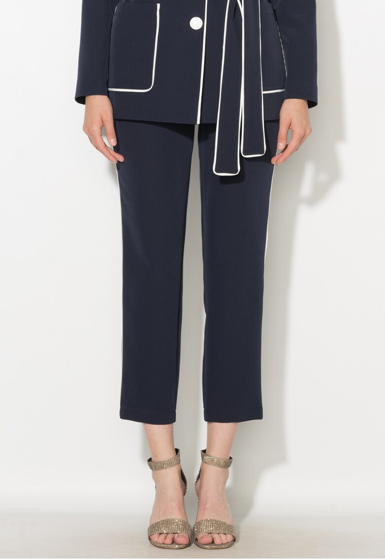 Pantaloni crop bleumarin cu vipusca