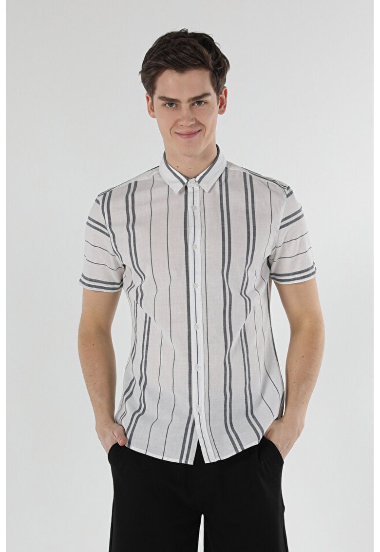 Camasa Cu Maneca Scurta De Barbati Alb Slim Fit - White