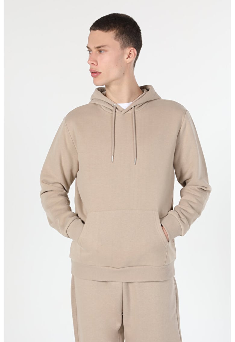 Hanorac regular fit cu buzunar kangaroo - Bej