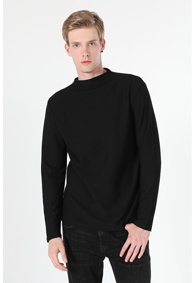 Tricou Cu Maneca Lunga De Barbati Negru Regular Fit Cl1060115 8683197322685