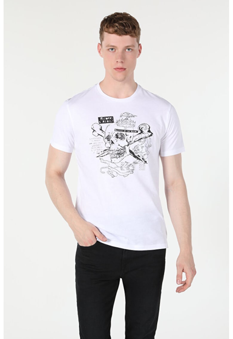 Tricou Cu Maneca Scurta De Barbati Alb Regular Fit 486875