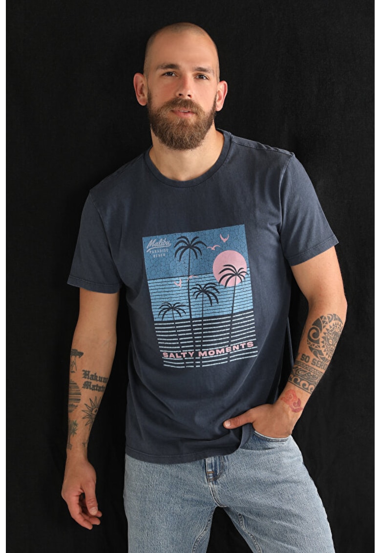 Tricou Cu Maneca Scurta De Barbati Albastru Marin Regular Fit 46554 Tricou Cu Maneca Scurta De Barbati Albastru Marin Regular Fit 46554