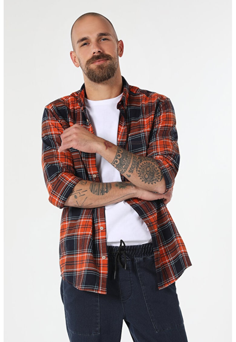 Camasa Cu Maneca Lunga De Barbati Portocaliu Regular Fit