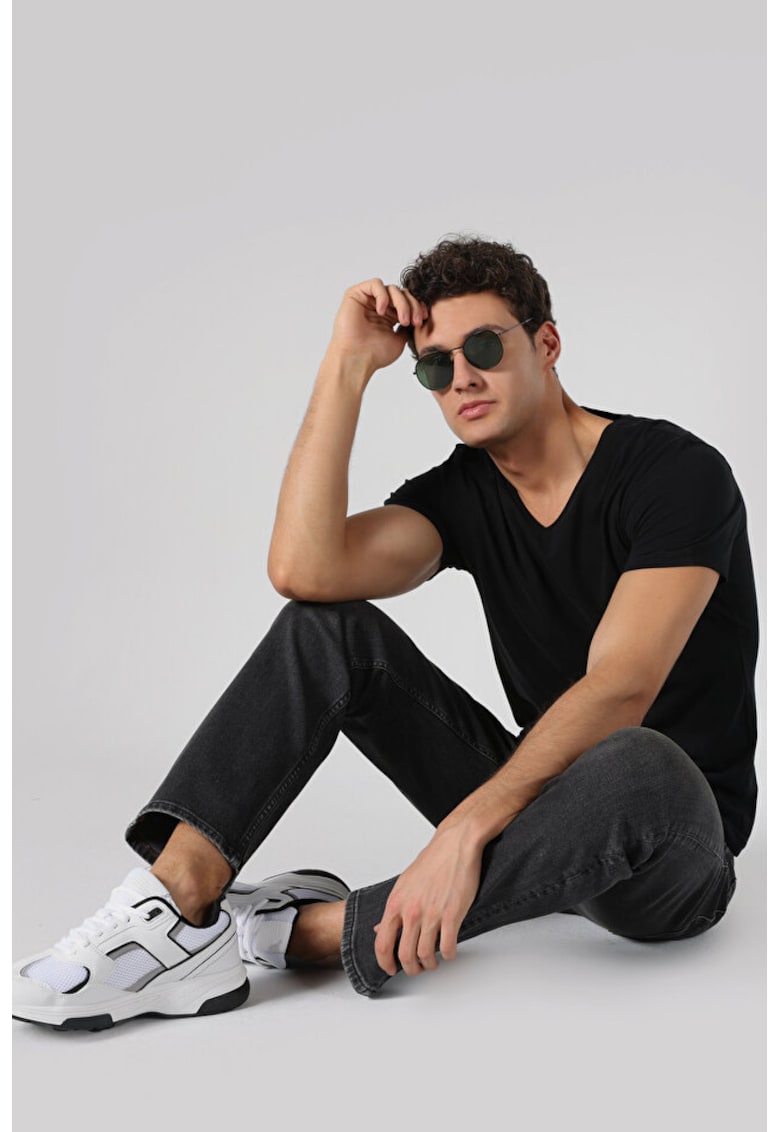 Tricou Cu Maneca Scurta De Barbati Negru Slim Fit