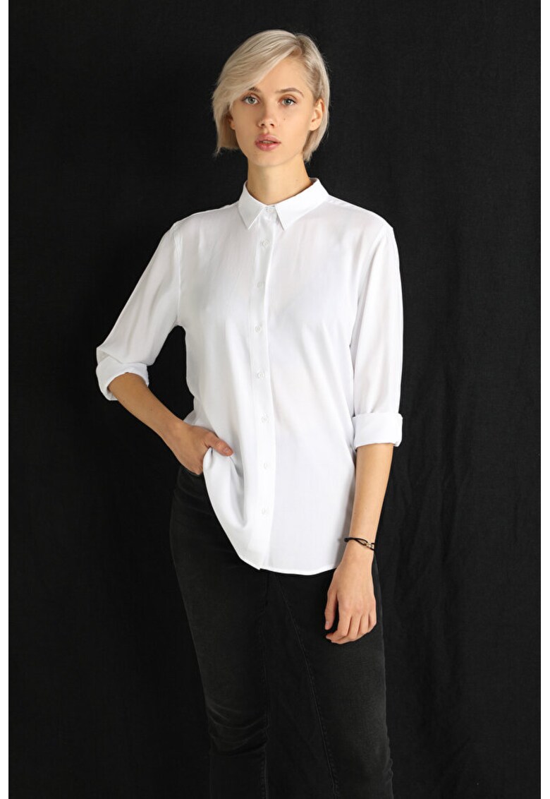 Camasa Cu Maneca Lunga De Dama Alb Regular Fit4