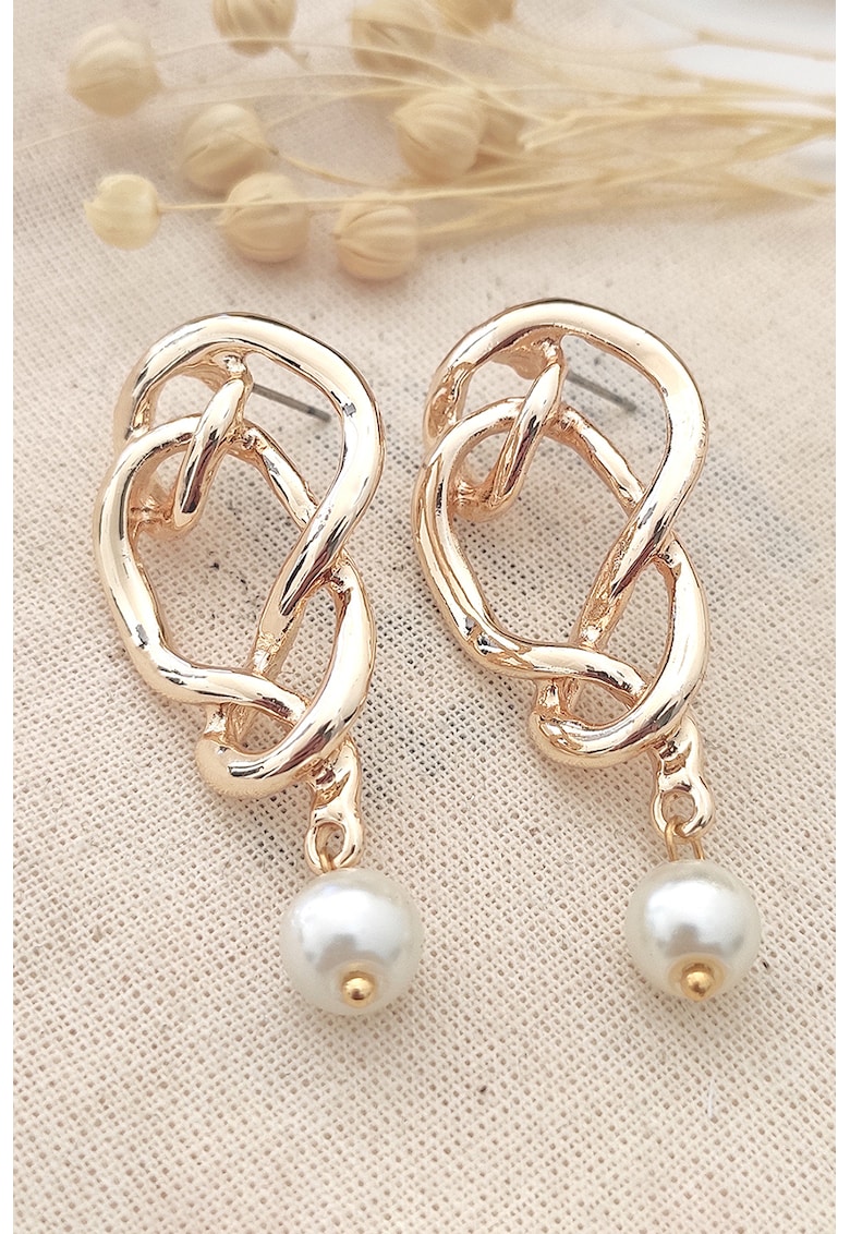 Cercei cu perle sintetice - Alb/Auriu