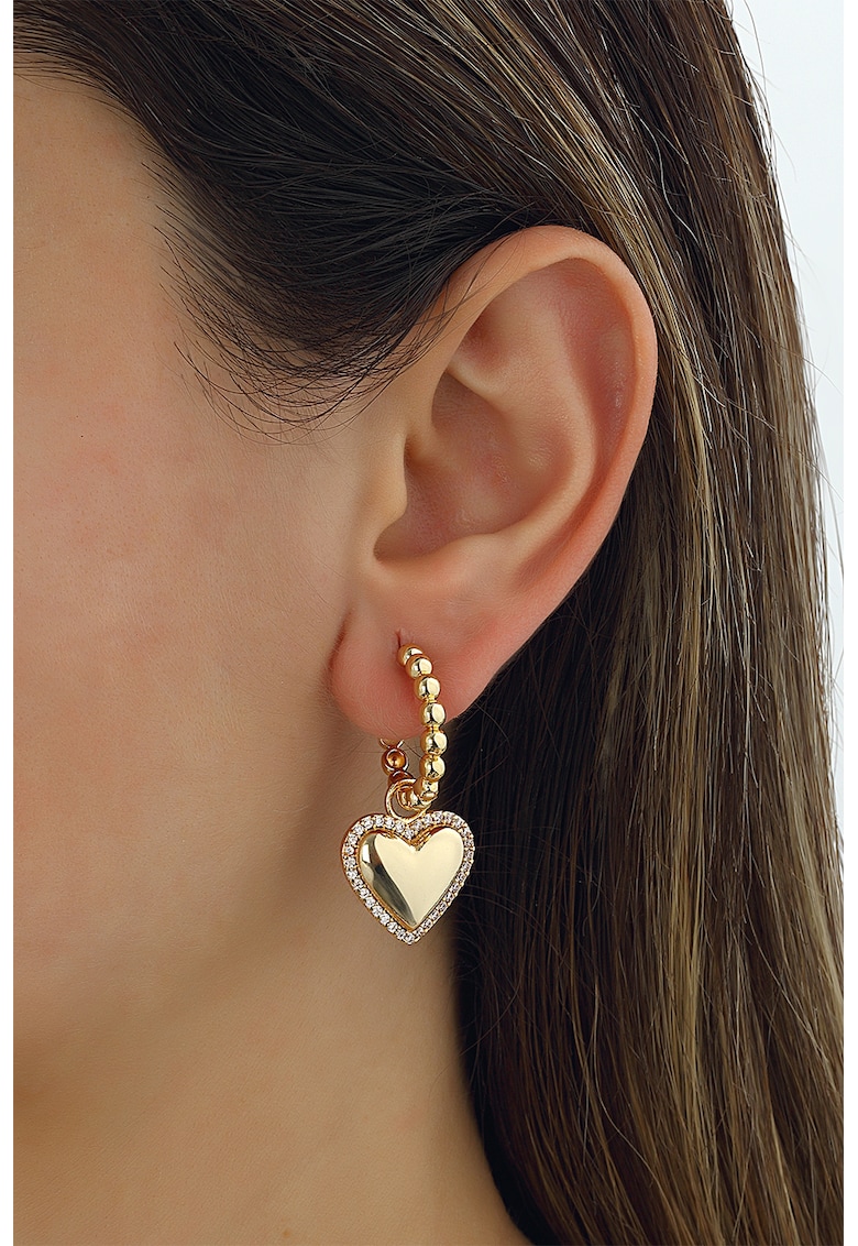 Cercei rotunzi cu pandantive cu inima