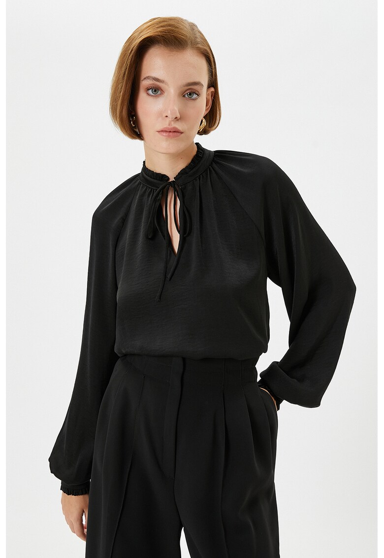 Bluza uni cu guler scurt
