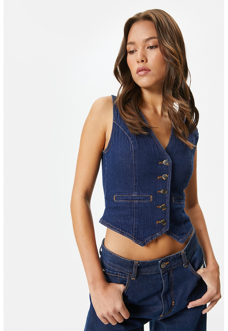 Vesta crop de denim