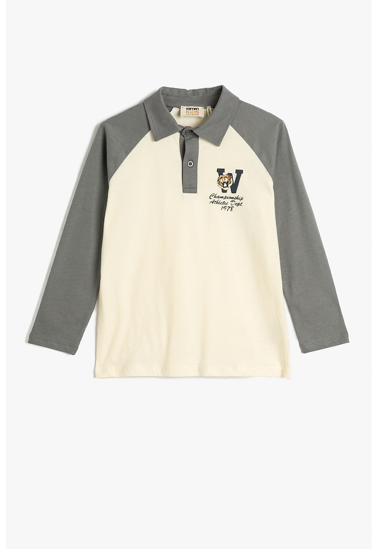 Bluza polo de bumbac cu maneci raglan
