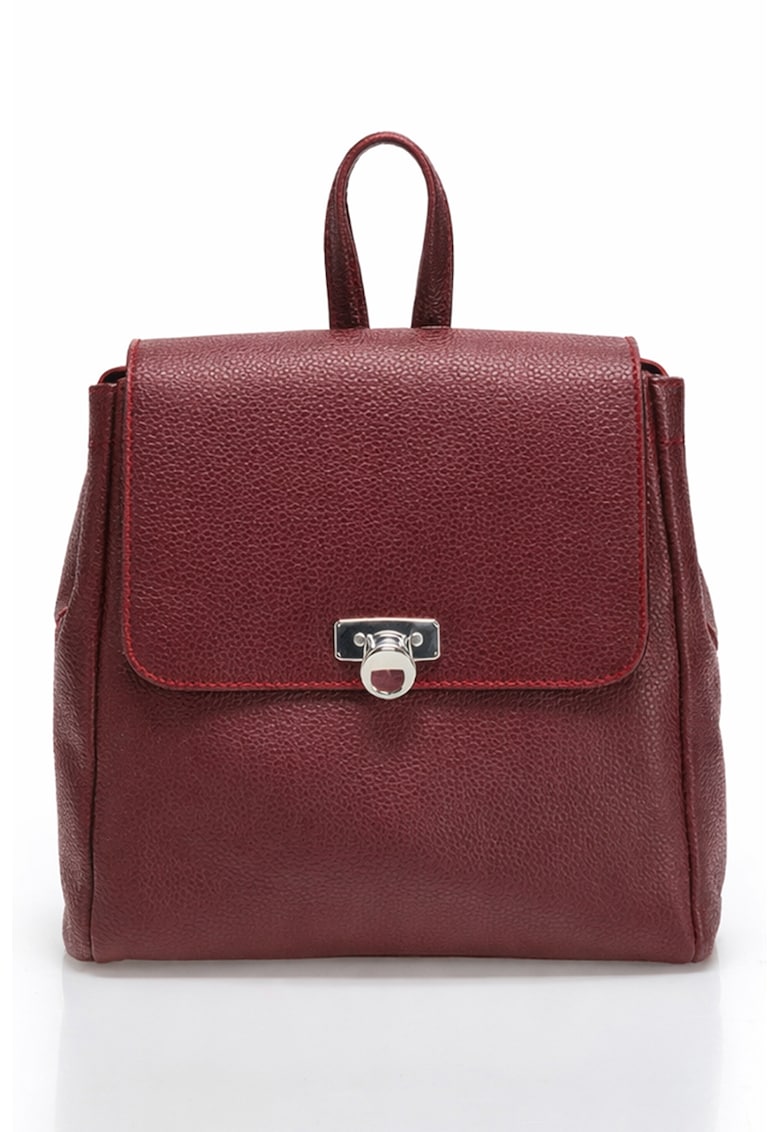 Rucsac din piele cu clapa - Maro cognac