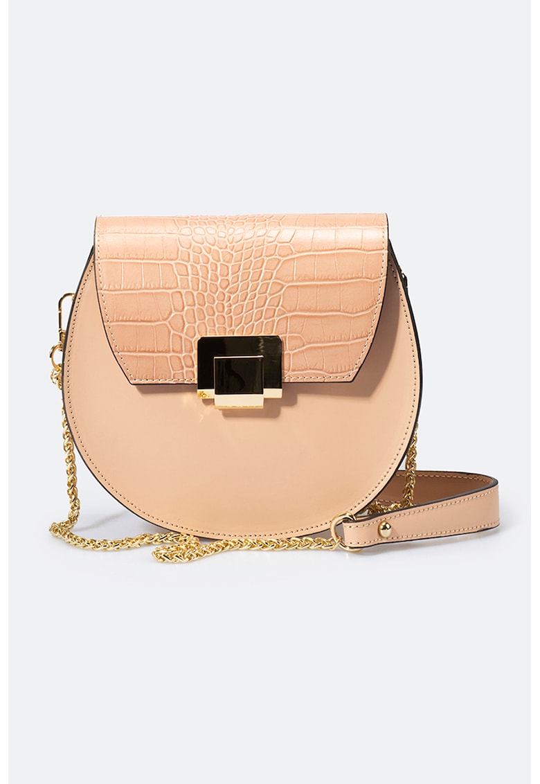 Geanta crossbody de piele cu aspect de piele de crocodil
