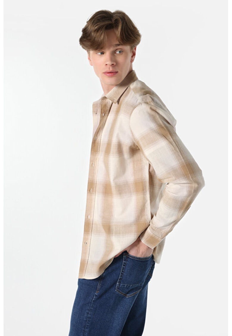 Camasa Cu Maneca Lunga De Barbati Bej Regular Fit2