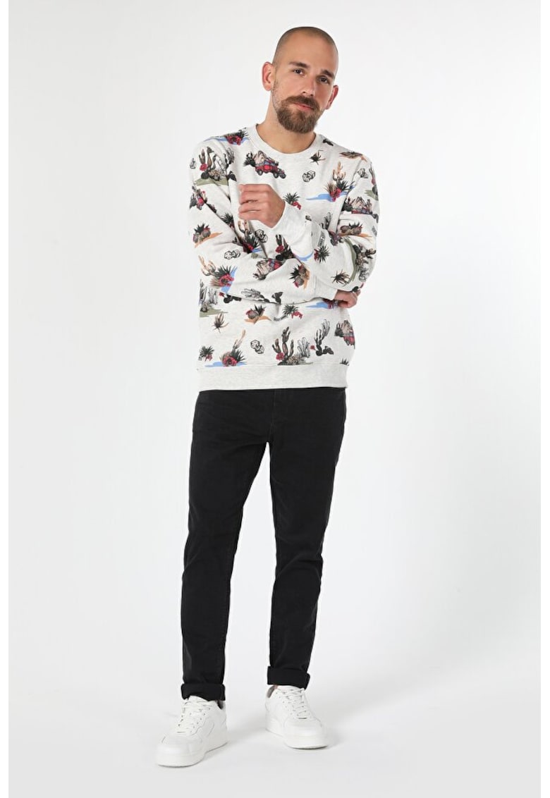 Bluza sport cu decolteu la baza gatului si imprimeu grafic