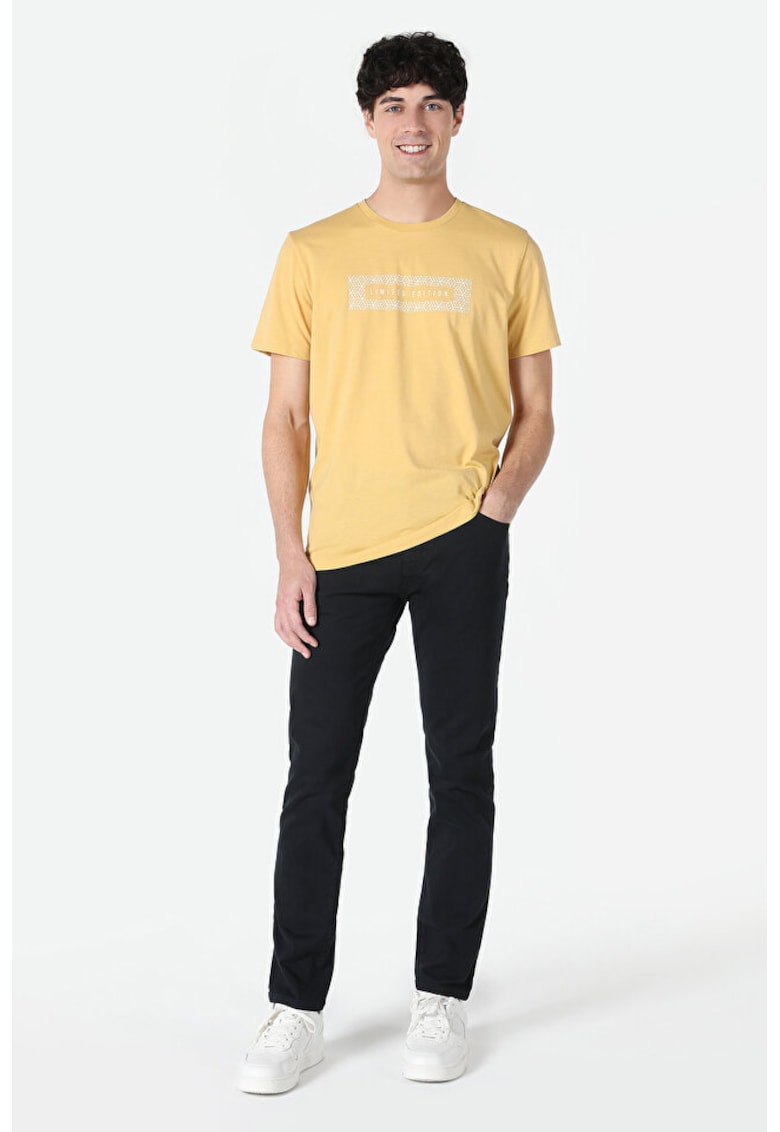 Tricou din bumbac cu imprimeu grafic - Galben