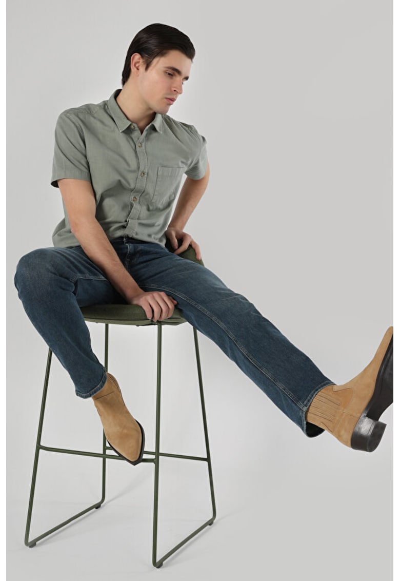 Blugi regular fit cu talie medie 045 David - BLUE