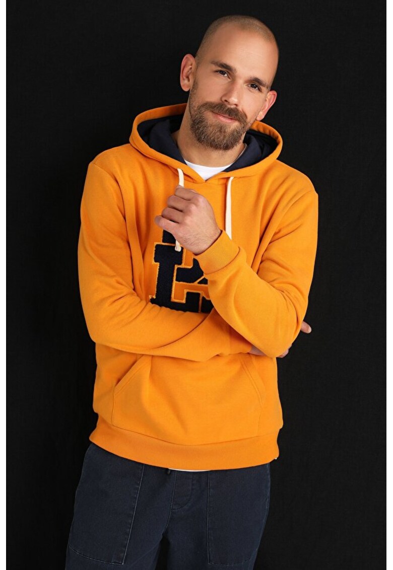 Hanorac cu aplicatie din material terry - Galben