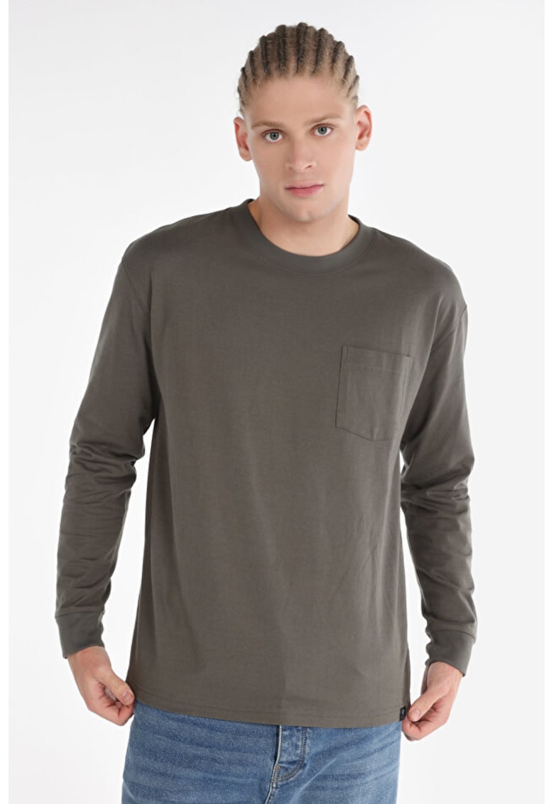 Tricou Cu Maneca Lunga De Barbati Kaki Regular Fit