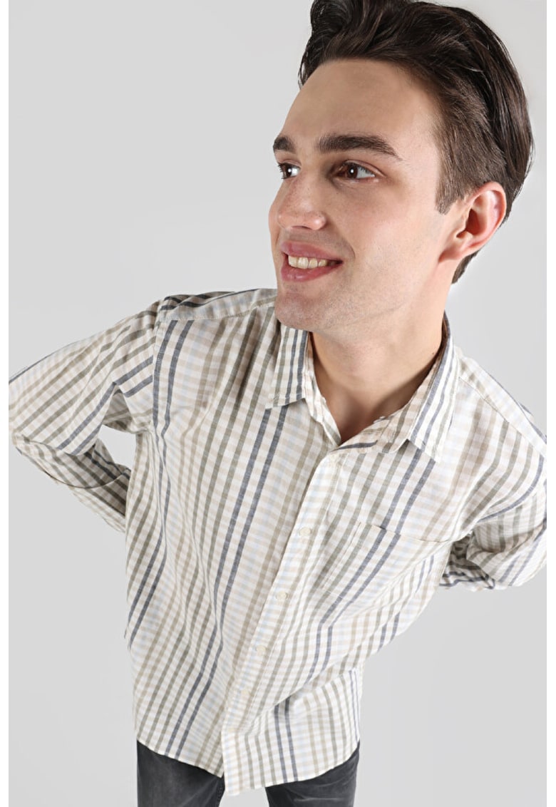 Camasa Cu Maneca Lunga De Barbati Kaki Regular Fit8683197719508