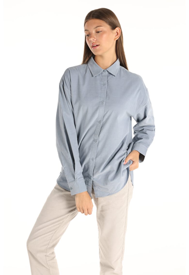 Camasa Cu Maneca Lunga De Dama Albastru Regular Fit Cl1065643 8683197815736