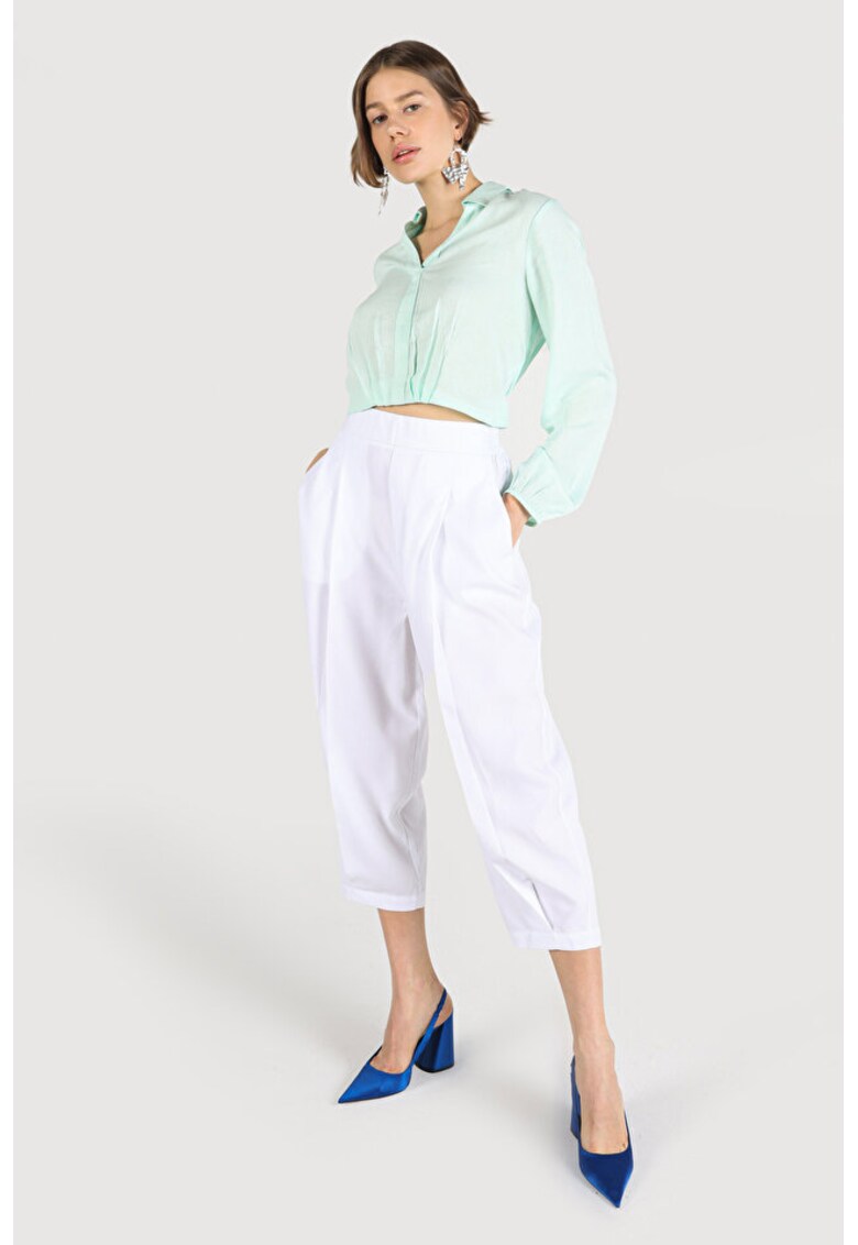 Pantaloni De Dama Alb Regular Fit - White