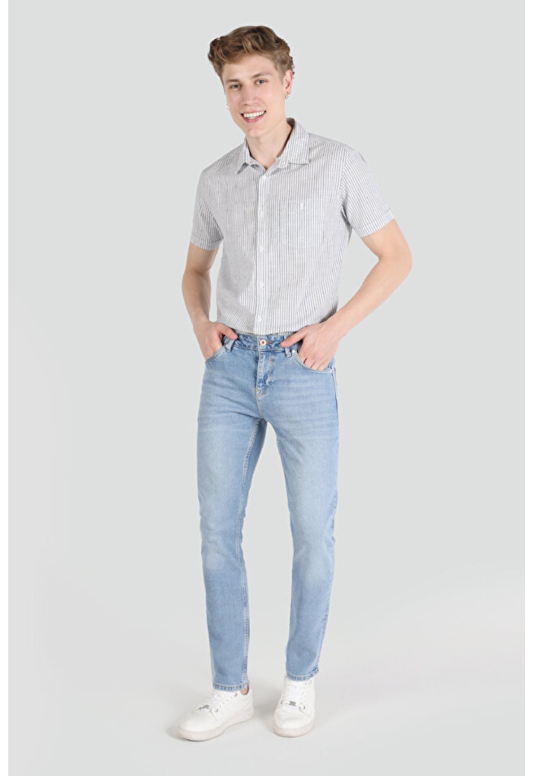 Pantaloni De Barbati Albastru Straight Fit 044 KARL2