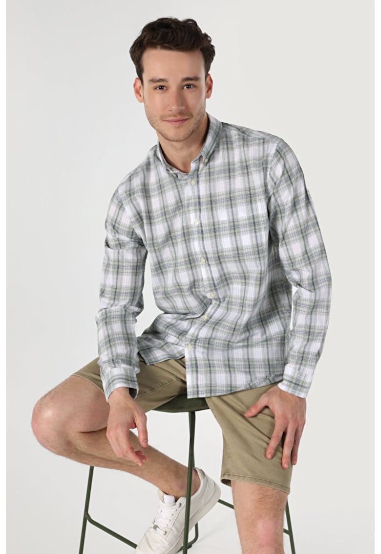 Camasa Cu Maneca Lunga De Barbati Verde Regular Fit.