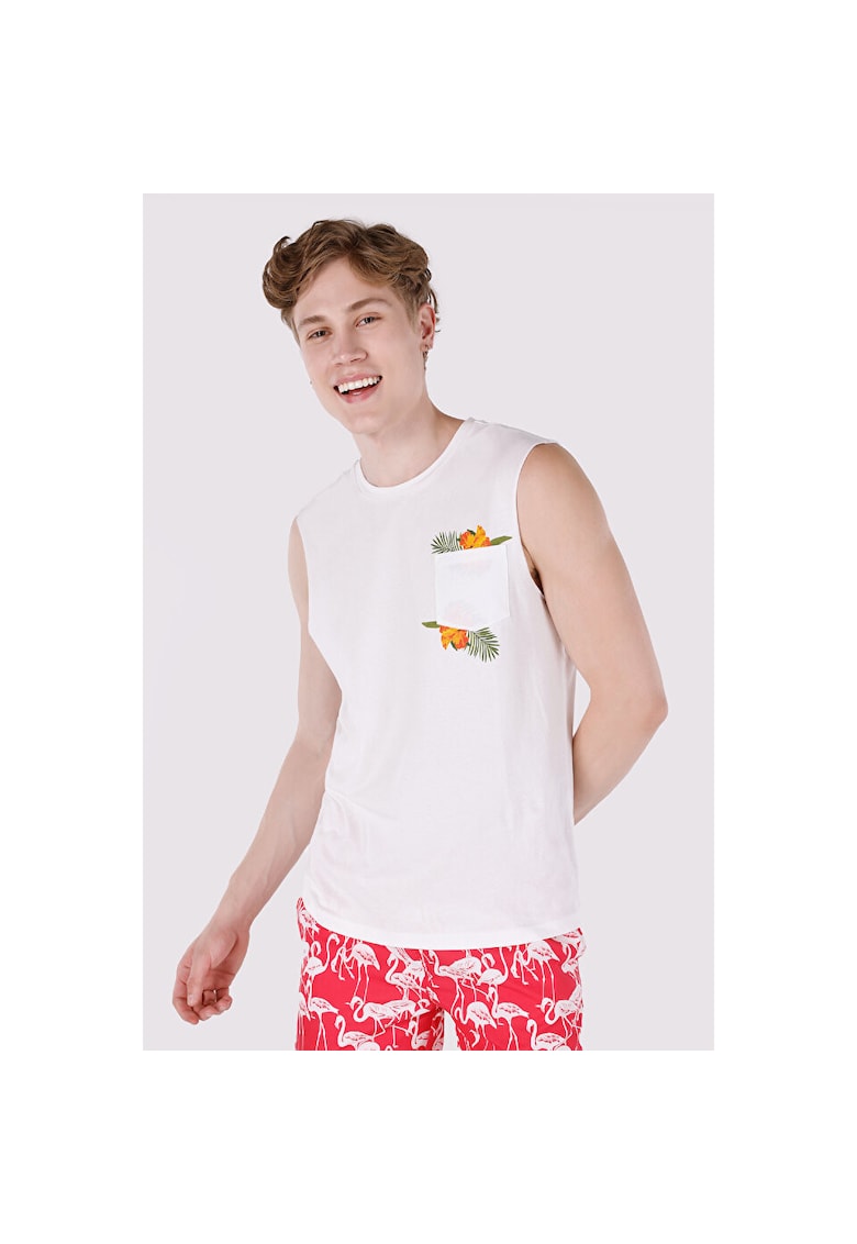 Maiou Alb Regular Fit pentru Barbati